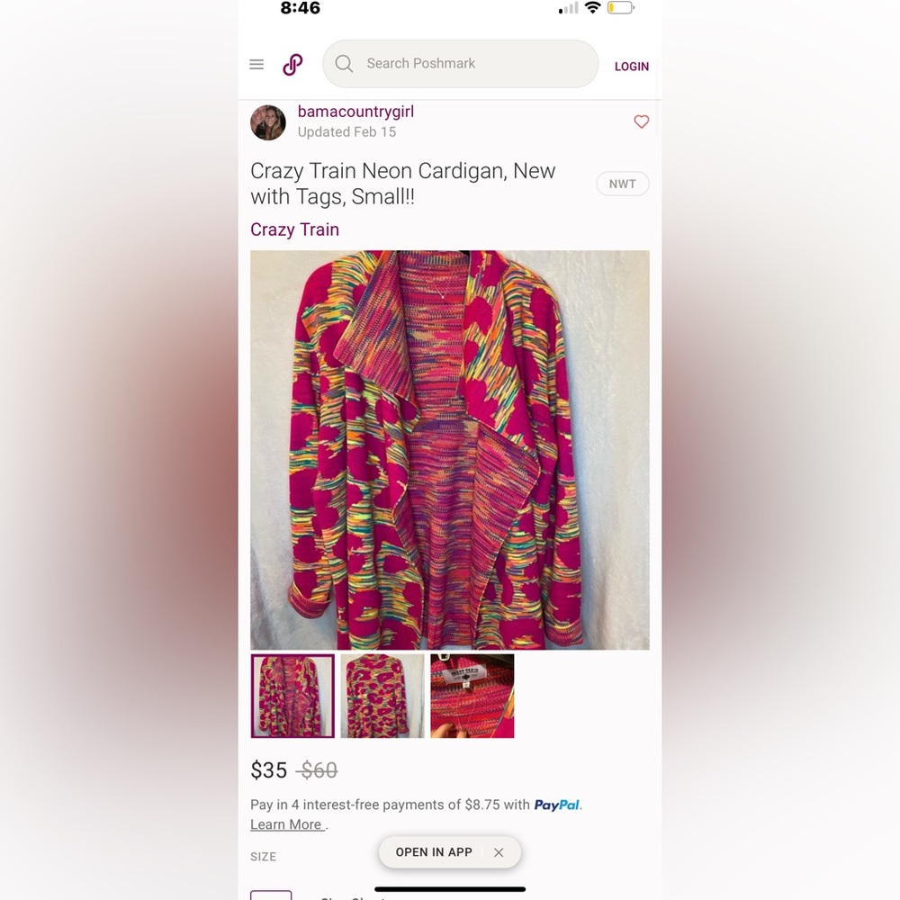 Crazy Train Hot Pink Multicolor Drape Cardigan - Picture 8 of 8
